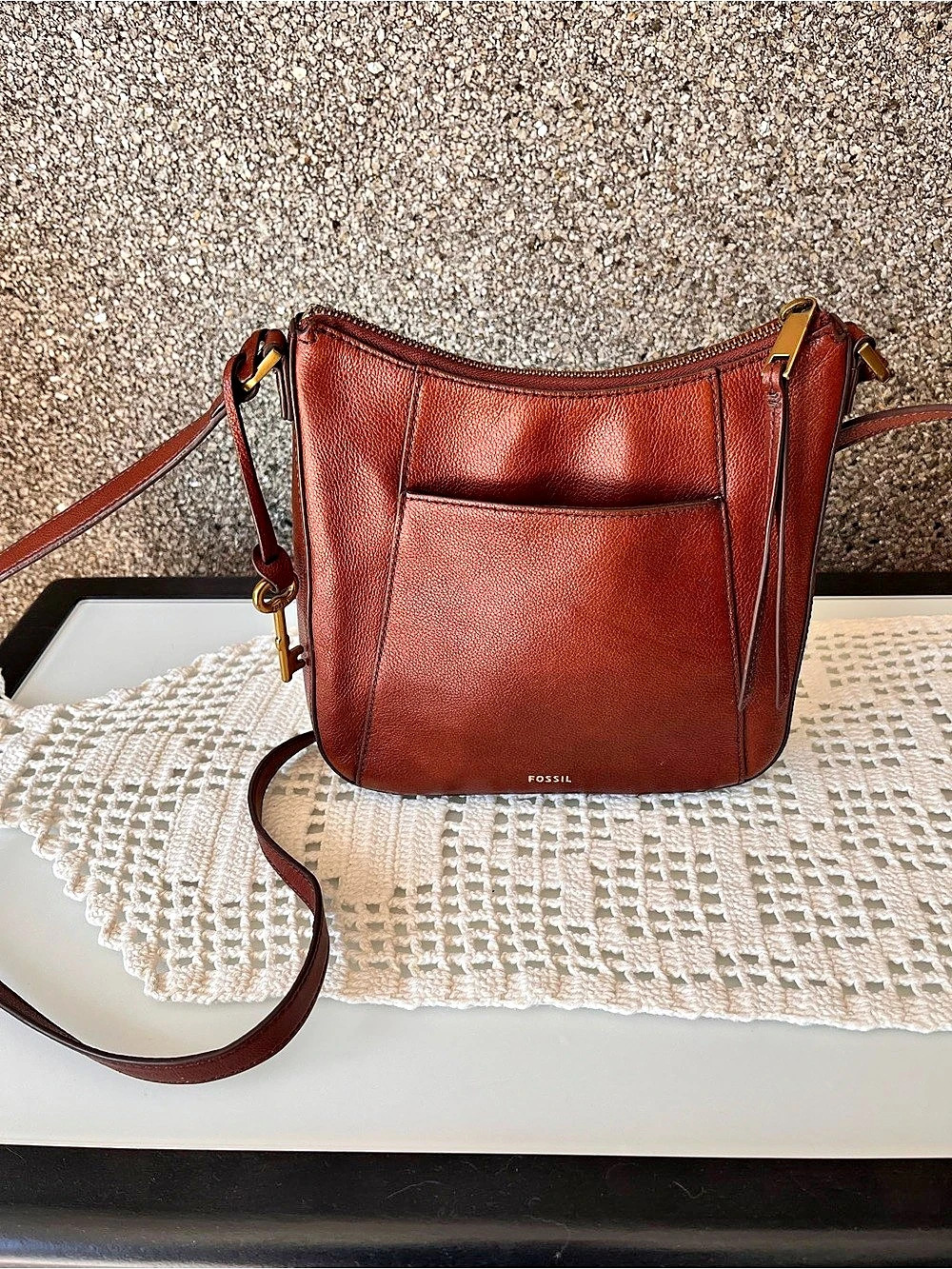 Fossil Fiona Small Crossbody Brown Bag
